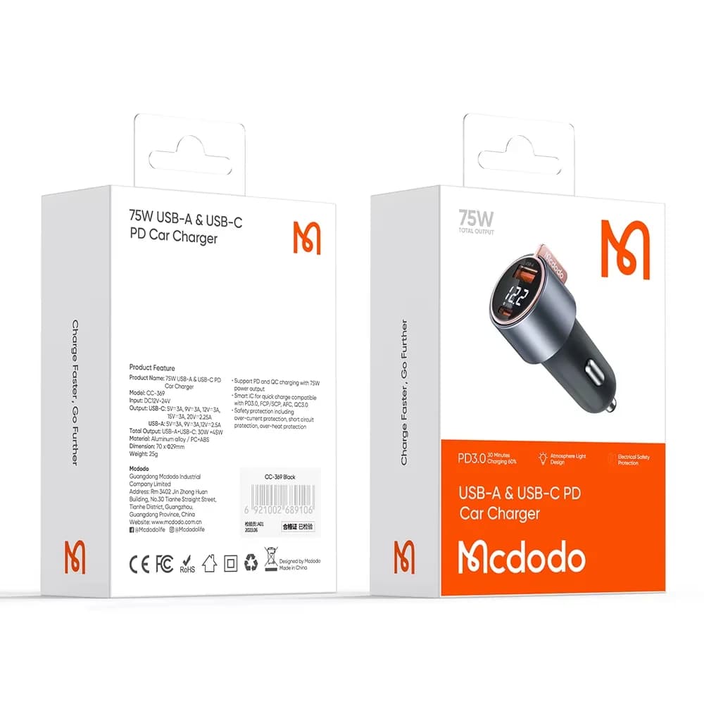 شارژر فندکی 75 وات مک دودو مدل Mcdodo CC-369 — تصویر ۴