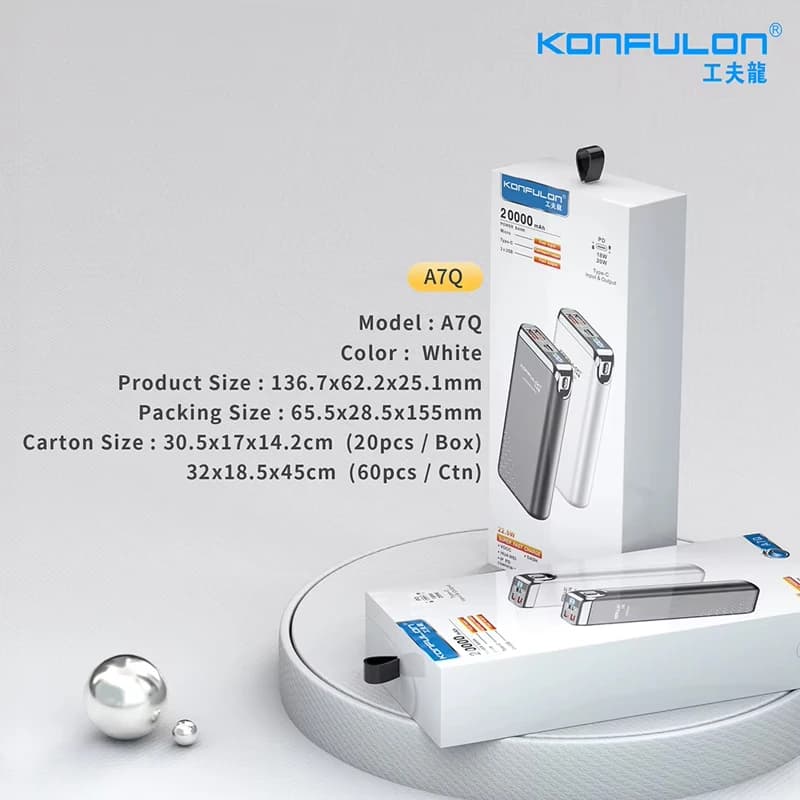 پاوربانک ۲۰۰۰۰ میلی آمپر کانفلون مدل Konfulon A7Q — تصویر ۱۲