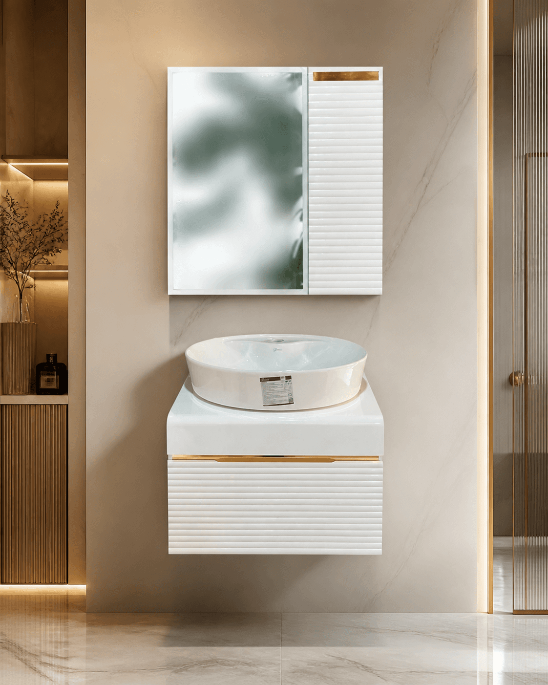 کابینت روشویی سایز ۶۰ با آینه باکس کد 0072 — تصویر ۲