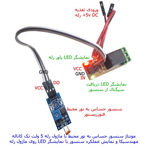ماژول حساس به نور محیط با رله مهندسیکا مدل LDR 20kit — تصویر ۷