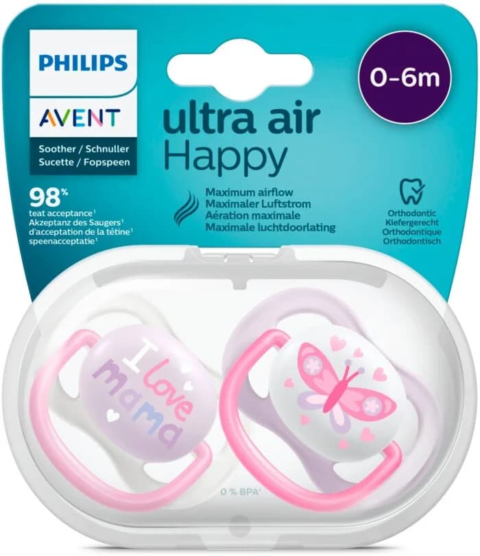 پستانک ارتودنسی ۰ تا ۶ ماه دوتایی فیلیپس اونت PHILIPS AVENT سری UltraAir
