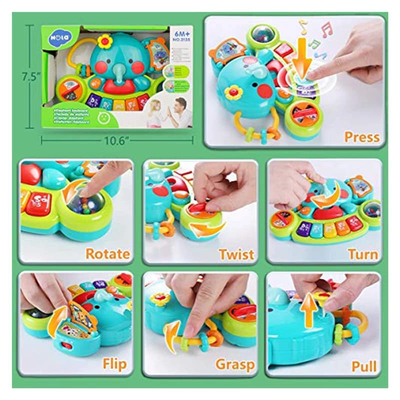 پیانو موزیکال هالی تویز huile toys طرح فیل — تصویر ۵