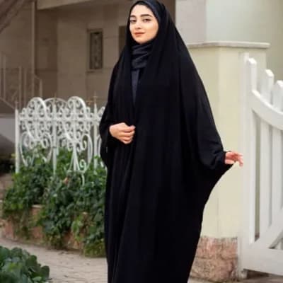چادر کارمندی مچ دار نگینی کرپ حریر قطری اصلی - بازار آرمان