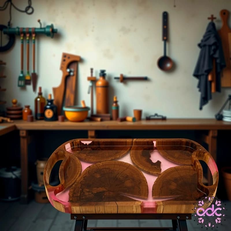 سینی چوب و رزین پایه دار طرح لوبیایی — تصویر ۱۰