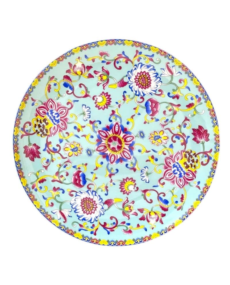 کاسه و بشقاب گل برجسته فیروزه ای — تصویر ۸