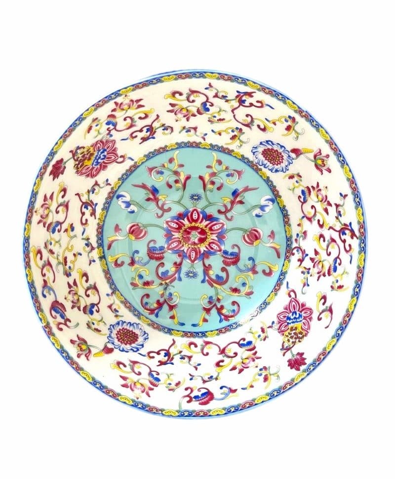 کاسه و بشقاب گل برجسته فیروزه ای — تصویر ۹