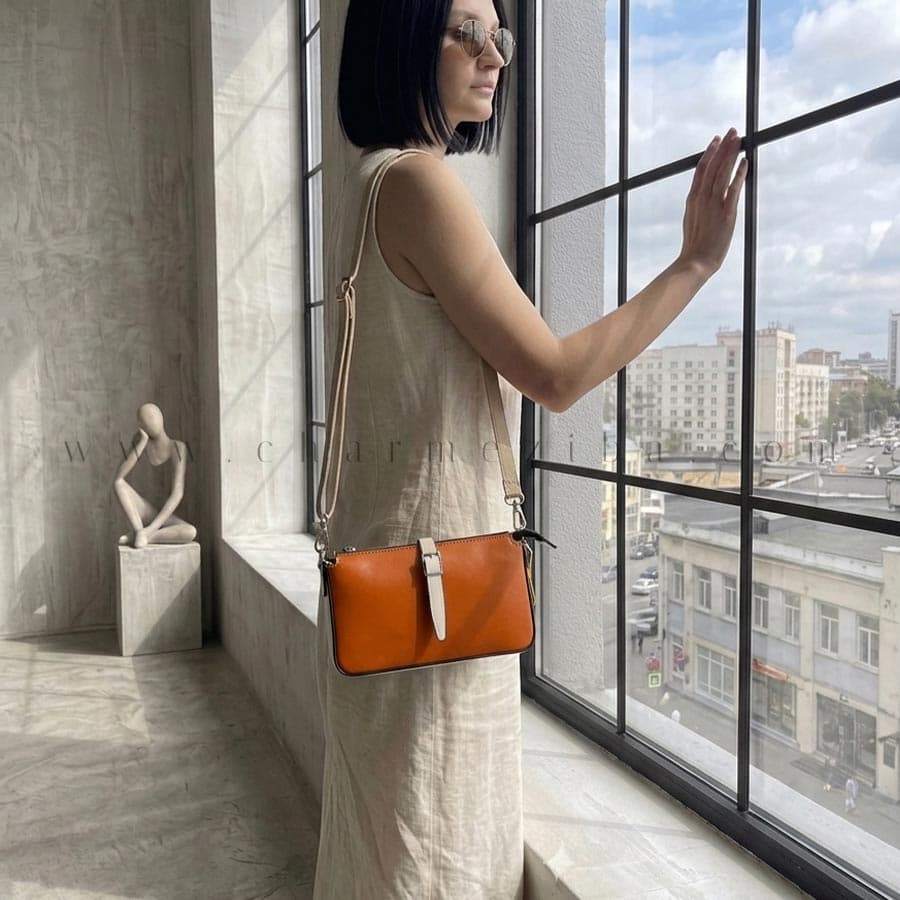 کیف دوشی چرم زنانه CODE:306/4 — تصویر ۵