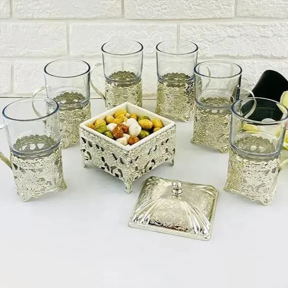 سرویس چای خوری ۸ پارچه دیانا رنگ سیلور — تصویر ۳