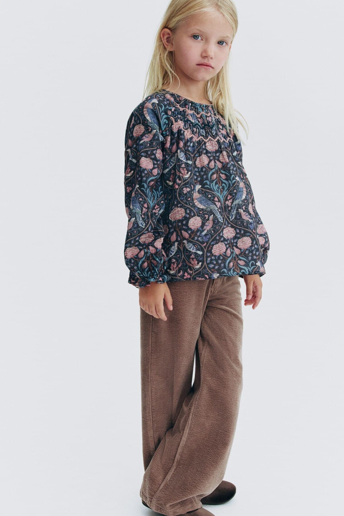 بلوز اچ اند ام دخترانه فیروزه طرح دار Regular/رگولار پف دار | H&M 1361314 CN — تصویر ۷