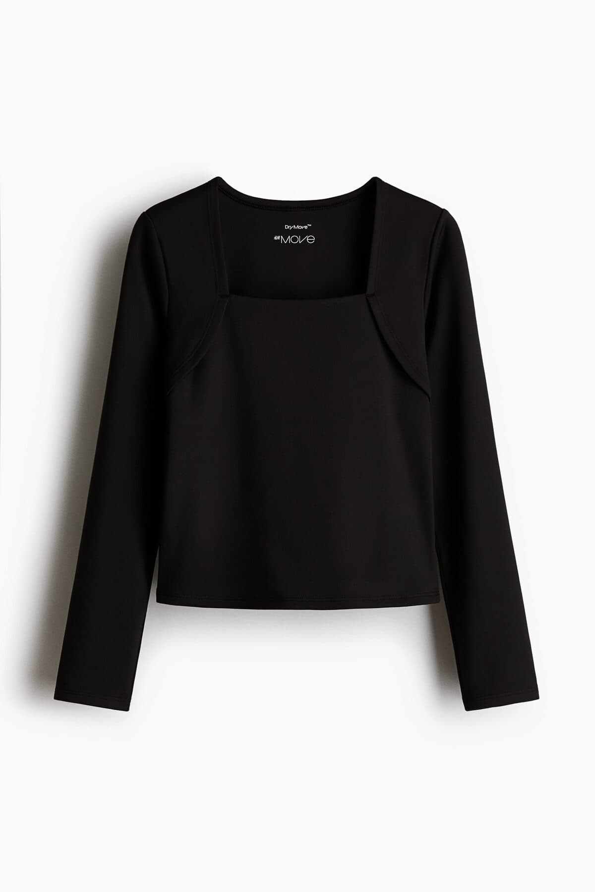 تی شرت اچ اند ام دخترانه پلی استر مشکی راسته Fitted/فیت | H&M 1314288 CN — تصویر ۱۰