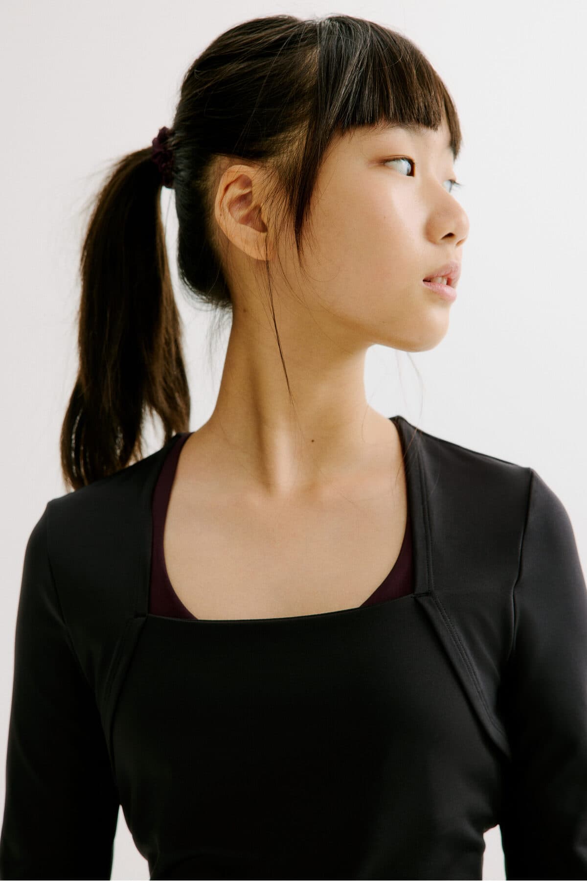 تی شرت اچ اند ام دخترانه پلی استر مشکی راسته Fitted/فیت | H&M 1314288 CN