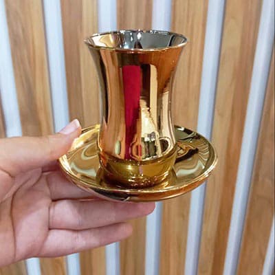 استکان نعلبکی کمر باریک طلایی (ست ۶ عددی) — تصویر ۶