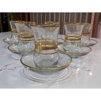 استکان نعلبکی ۳ خط طلا (ست ۶ عددی) — تصویر ۹