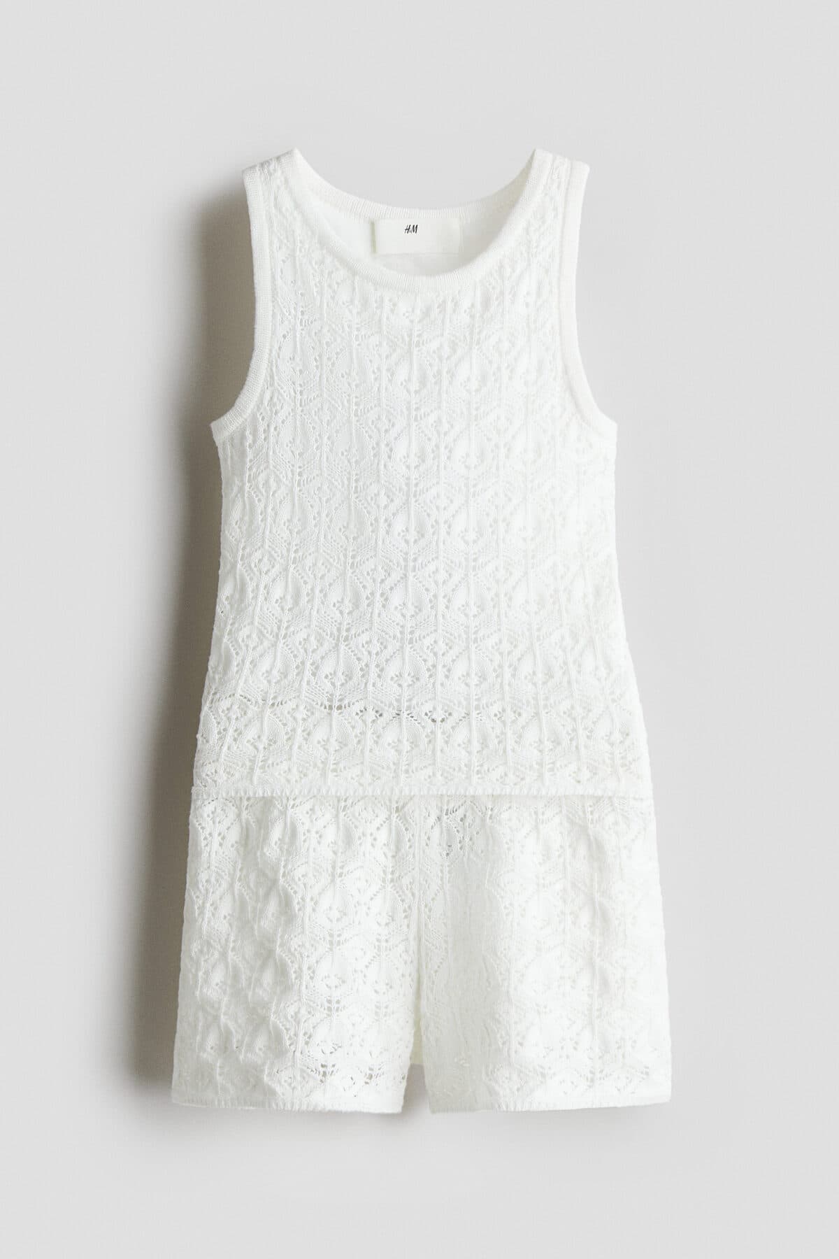 ست تی شرت و شلوارک اچ اند ام دخترانه پنبه ای کرم رنگ راسته فاق نرمال کژوال/روزمره | H&M TYCE3F688B784CBCD18927400 CN