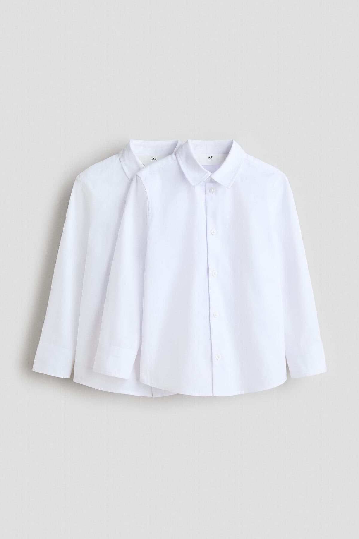 پیراهن اچ اند ام پسرانه پنبه ای سفید راسته Regular/رگولار بیسیک Back to School | H&M 1237007 BD — تصویر ۳