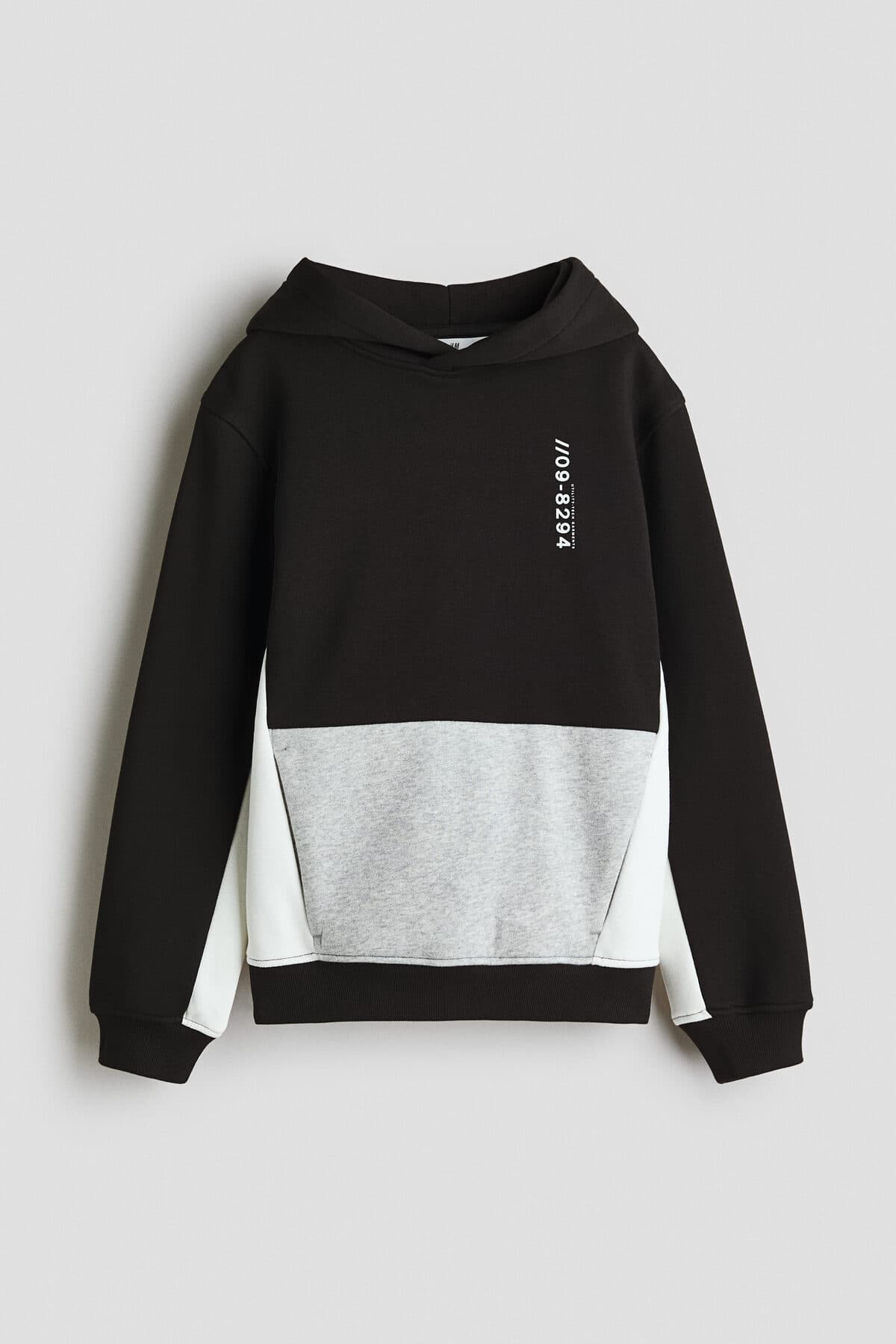 سویشرت اچ اند ام پسرانه پنبه ای مشکی رنگارنگ Regular/رگولار | H&M 1315466 VN