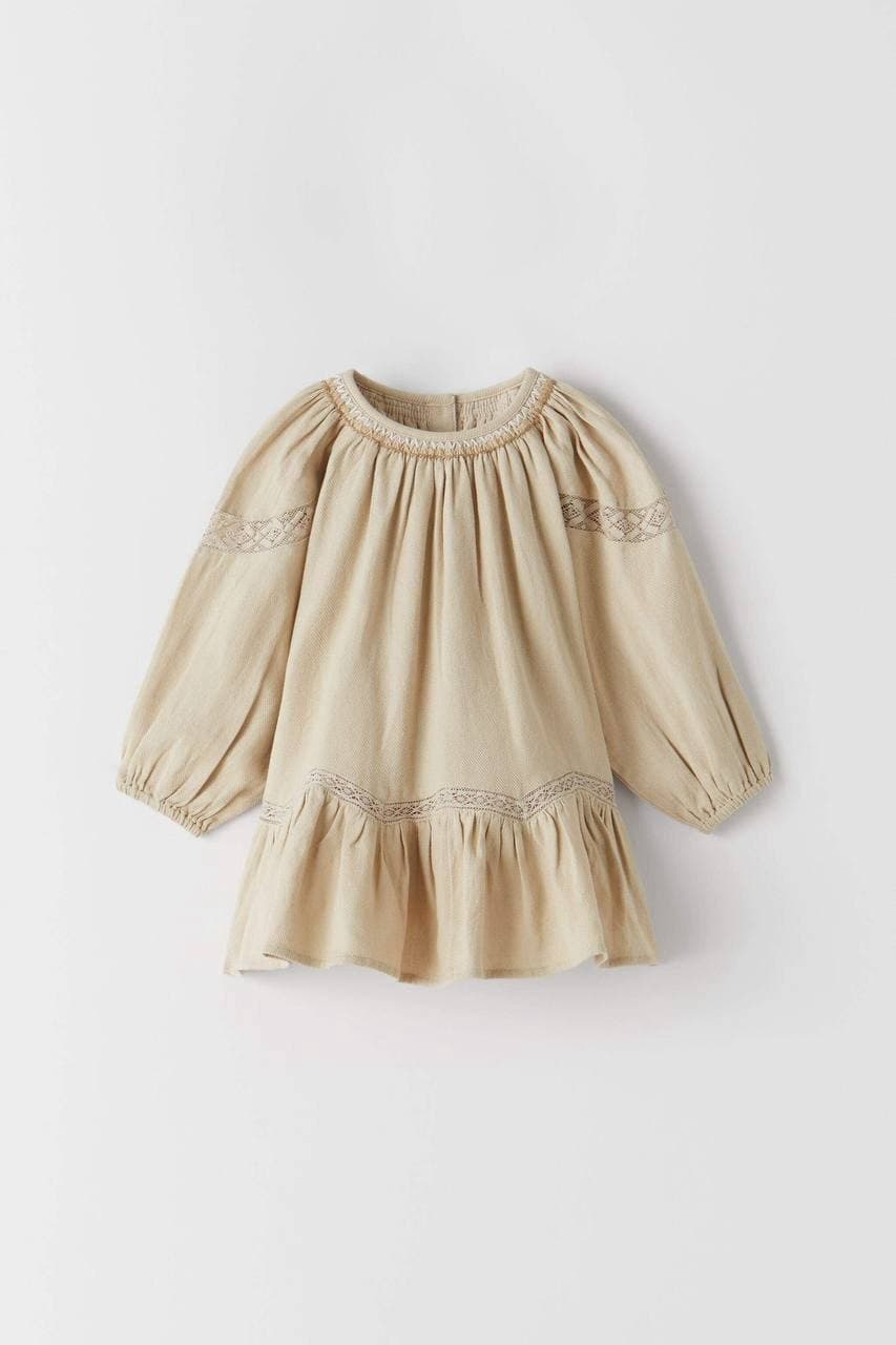 سارافون استین دار خامه دوزی برند zara — تصویر ۵