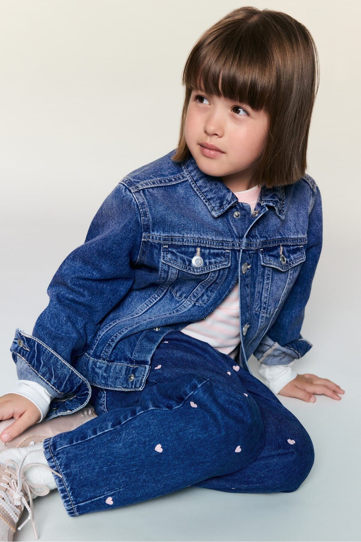 شلوار جین اچ اند ام دخترانه آبی راسته Barrel Barrel | H&M 1352964 CN — تصویر ۲
