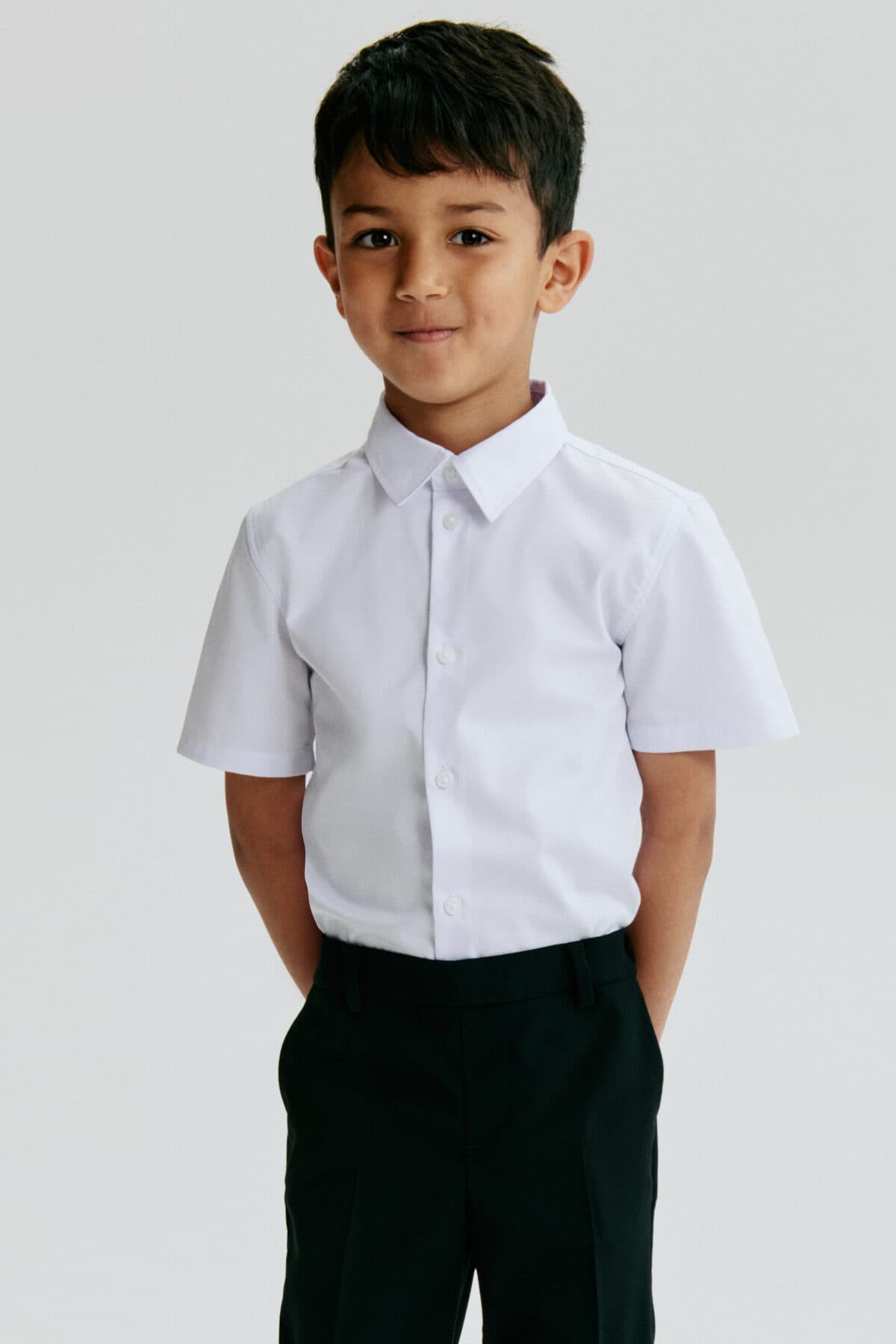 پیراهن اچ اند ام پسرانه پنبه ای سفید راسته Regular/رگولار Classical/کلاسیک | H&M 1237014 BD