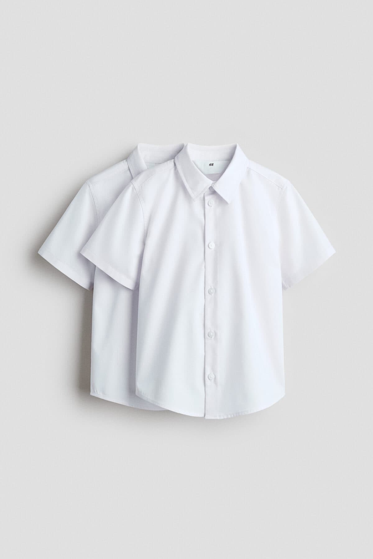 پیراهن اچ اند ام پسرانه پنبه ای سفید راسته Regular/رگولار Classical/کلاسیک | H&M 1237014 BD — تصویر ۲