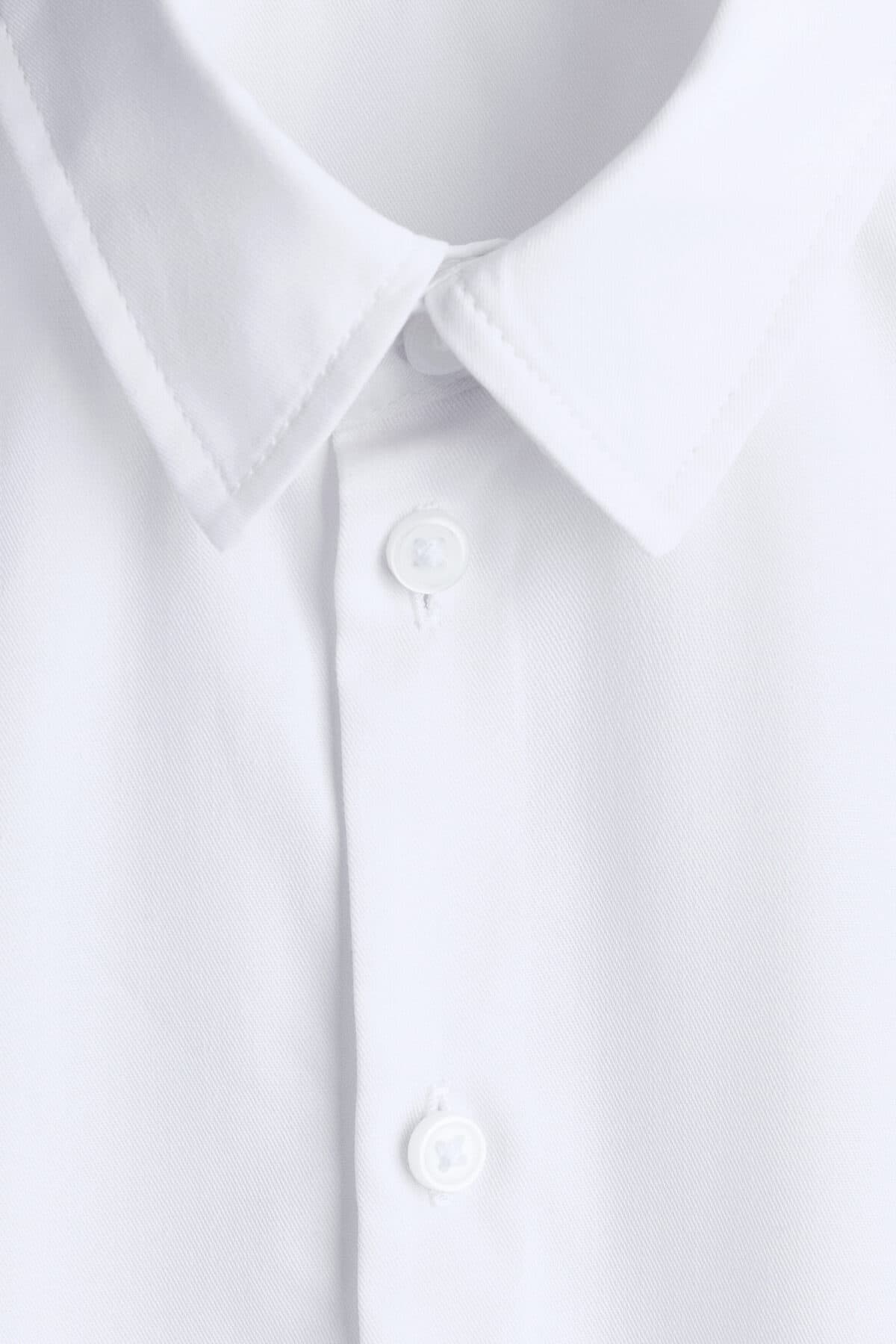 پیراهن اچ اند ام پسرانه پنبه ای سفید راسته Regular/رگولار Classical/کلاسیک | H&M 1237014 BD — تصویر ۵