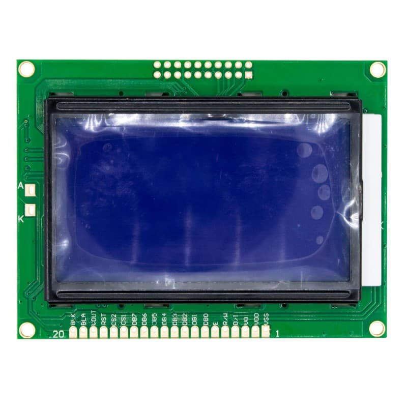 نمایشگر GLCD 64×128 گرافیکی بک لایت آبی با درایور KS108 فریم کوچک — تصویر ۳