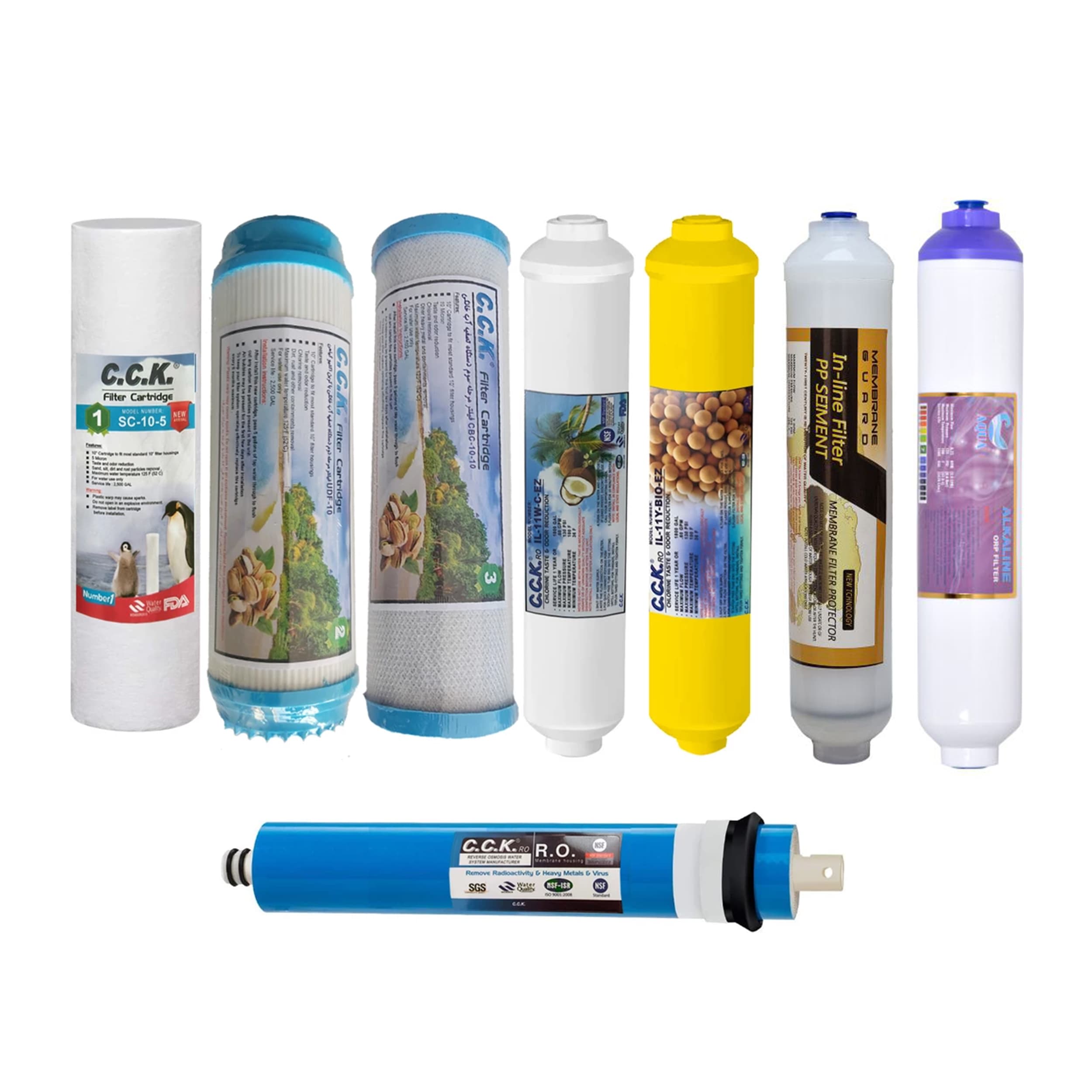 پک فیلتر تعویض دوره ای تصفیه آب خانگی مناسب همه دستگاه های تصفیه آب هوزینگی – مجموعه 8 عددی