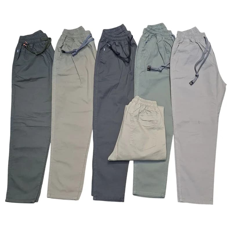 شلوار کتان کش مردانه سایز بزرگ (3XL-5XL) با برش دمپا ساده — تصویر ۲