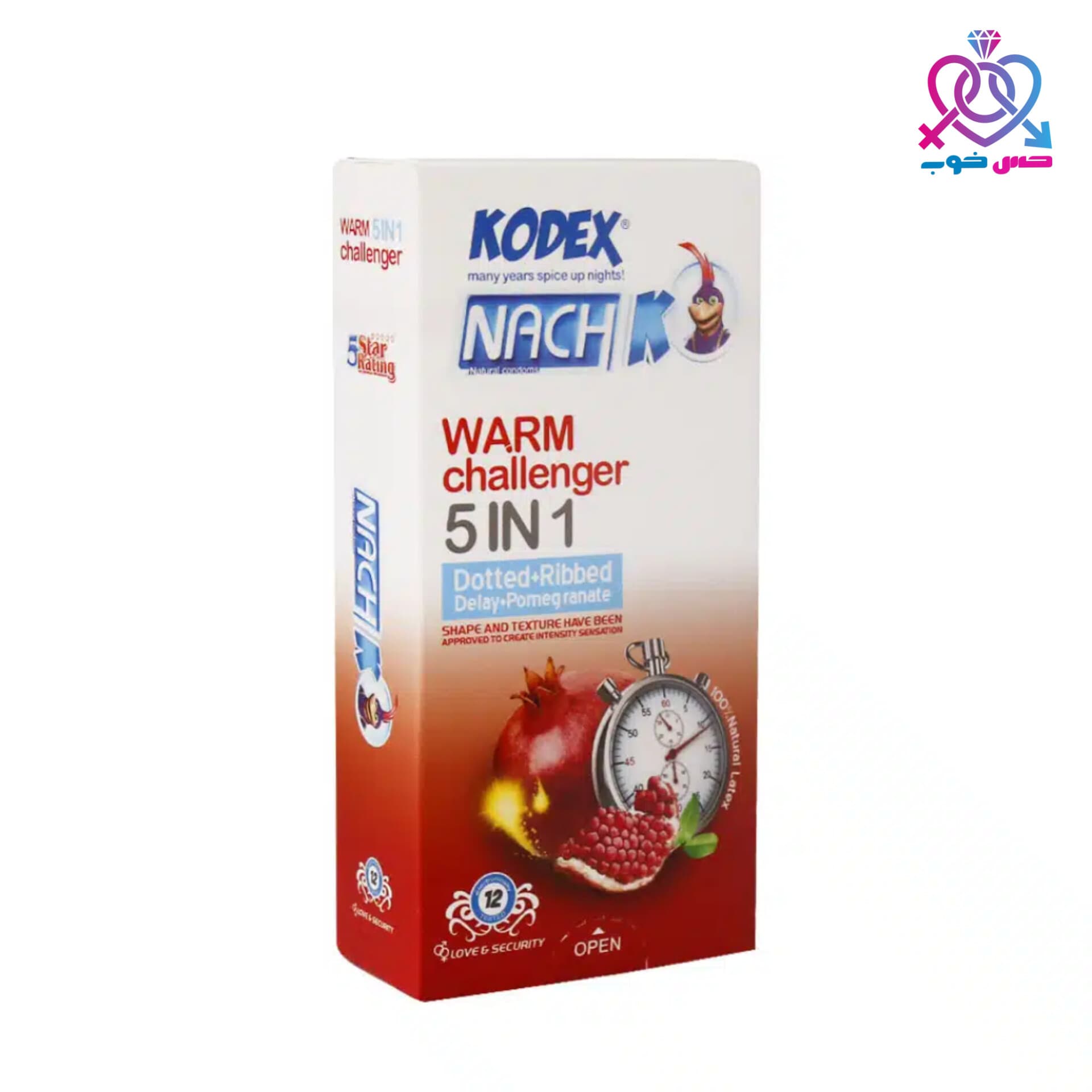 کاندوم تاخیری و خاردار ۵ در۱ Warm challenger کدکس |بسته ۱۲ عددی — تصویر ۲