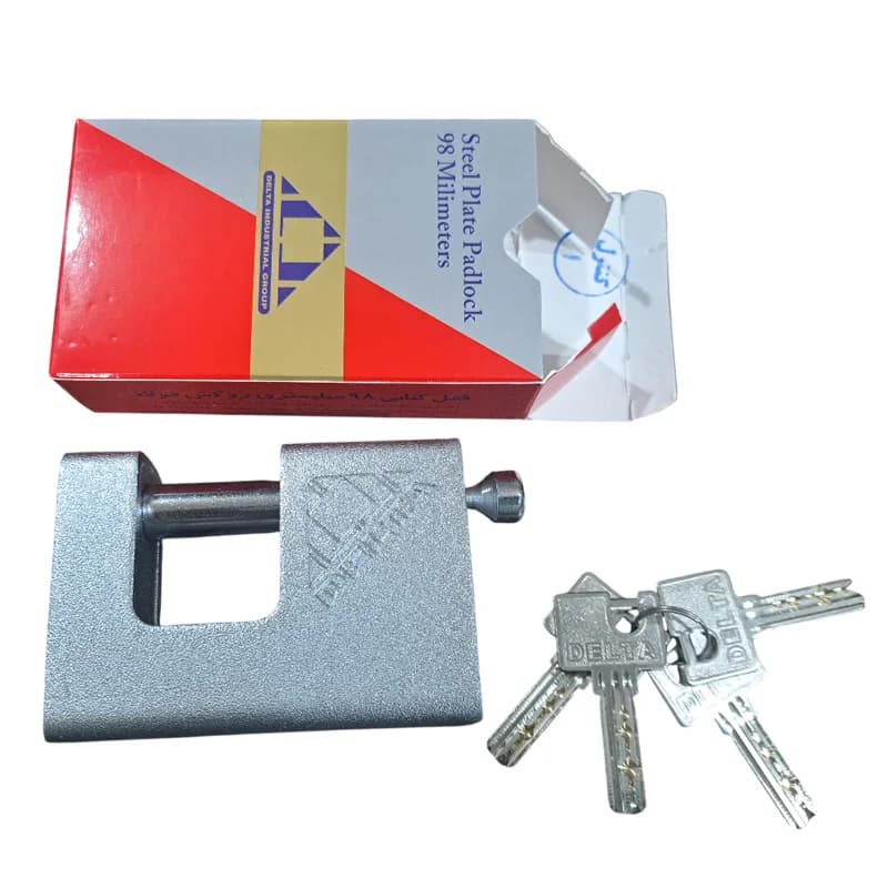 قفل کتابی دلتا 98 میلیمتری فولادی مدل Steel Plate Padlock — تصویر ۲