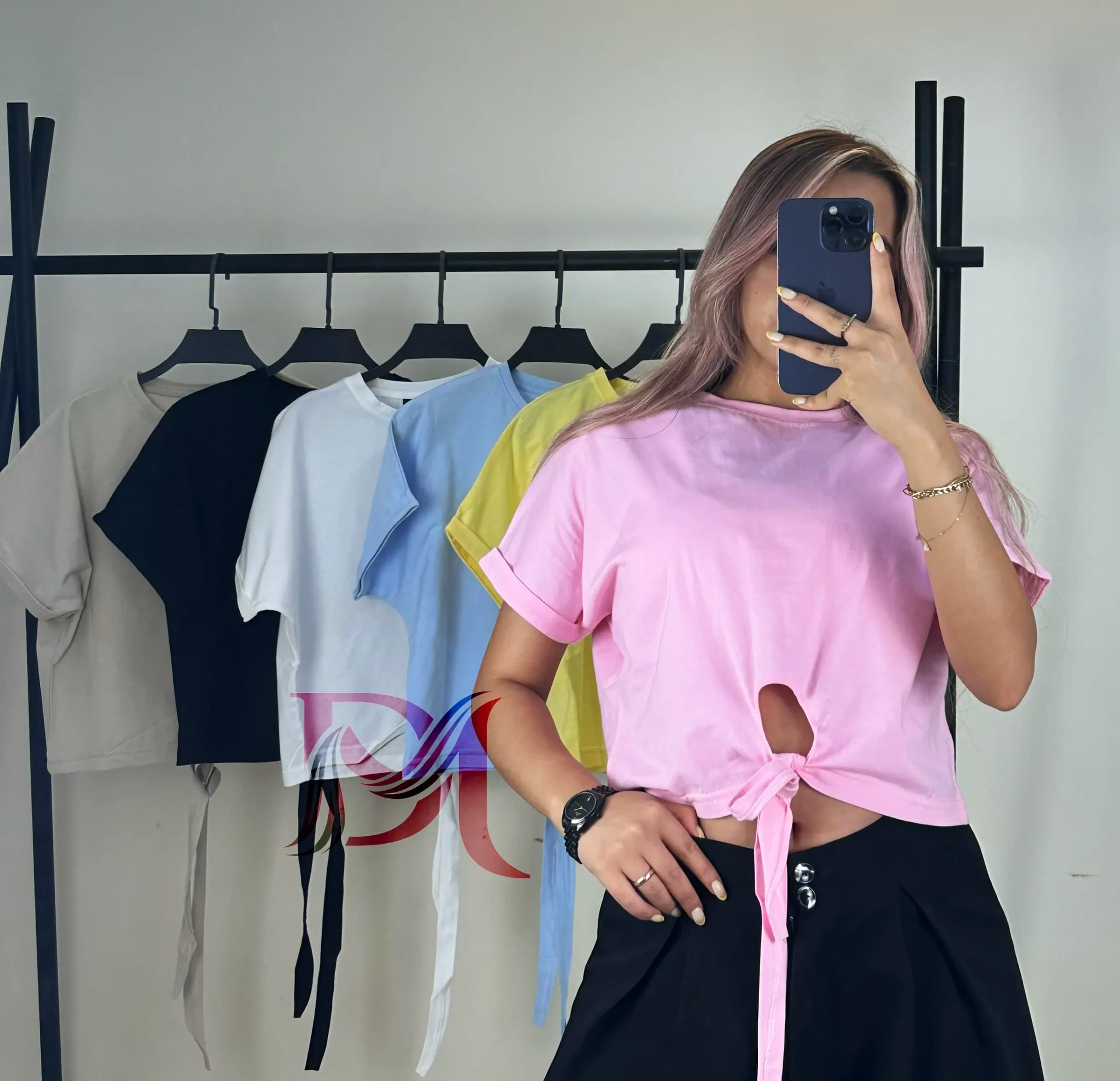 تیشرت کراپ جلو گره کد 1115