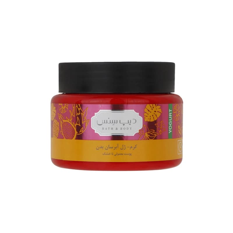 کرم ژل (ماست) آبرسان بدن دیپ سنس مدل تروپیکال حجم 250 میلی‌، مناسب پوست معمولی تا خشک با هیالورونیک اسید