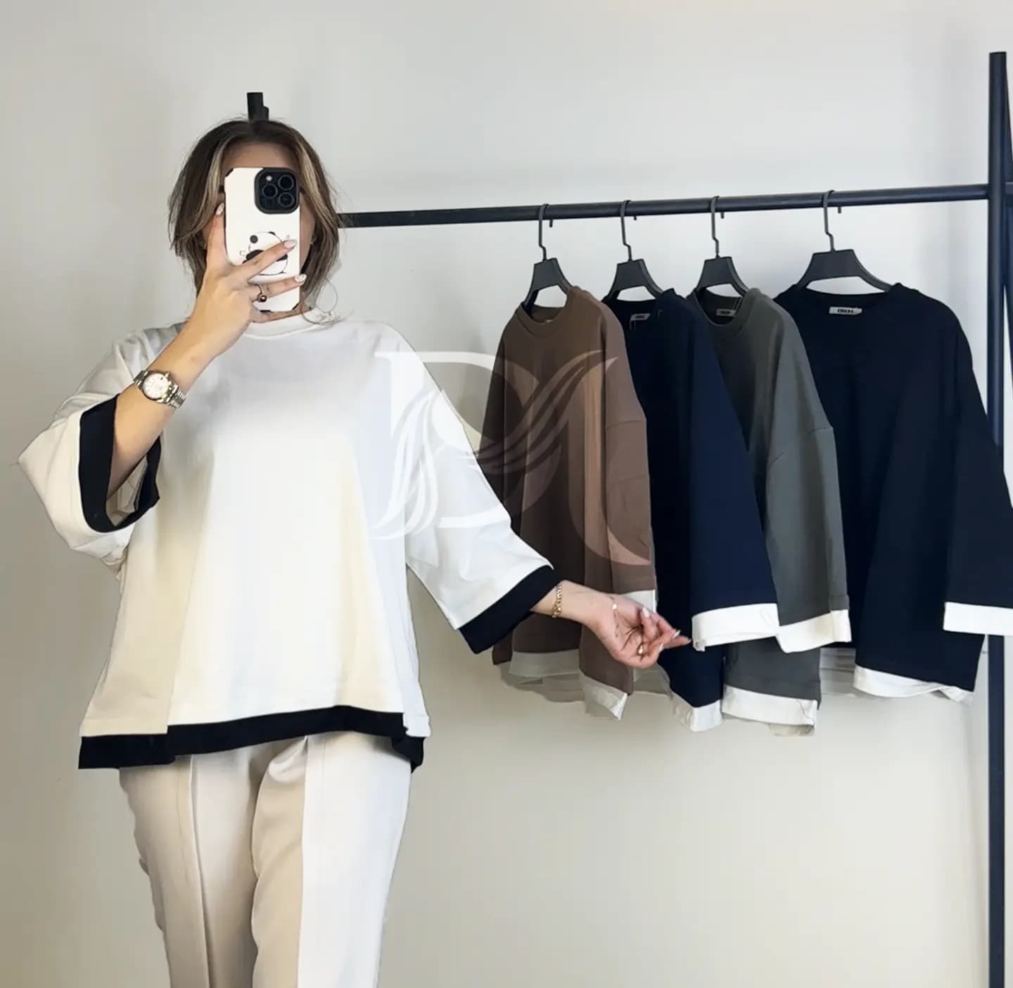 تیشرت باکسی دو رنگ