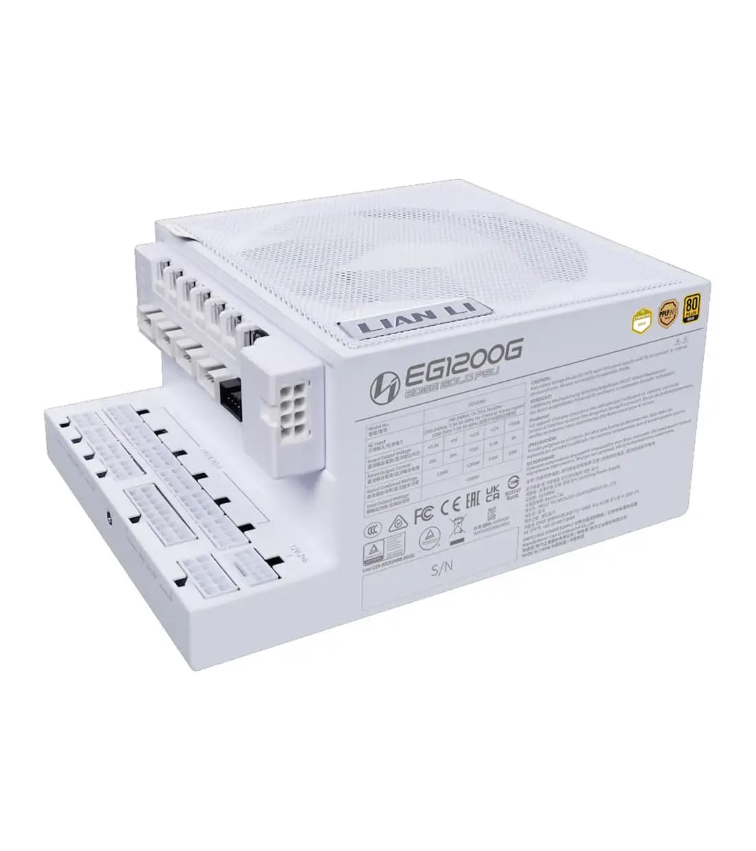پاور 1200 وات لیان لی EDGE Gold 1200 UK White Full Modular به همراه هاب — تصویر ۷
