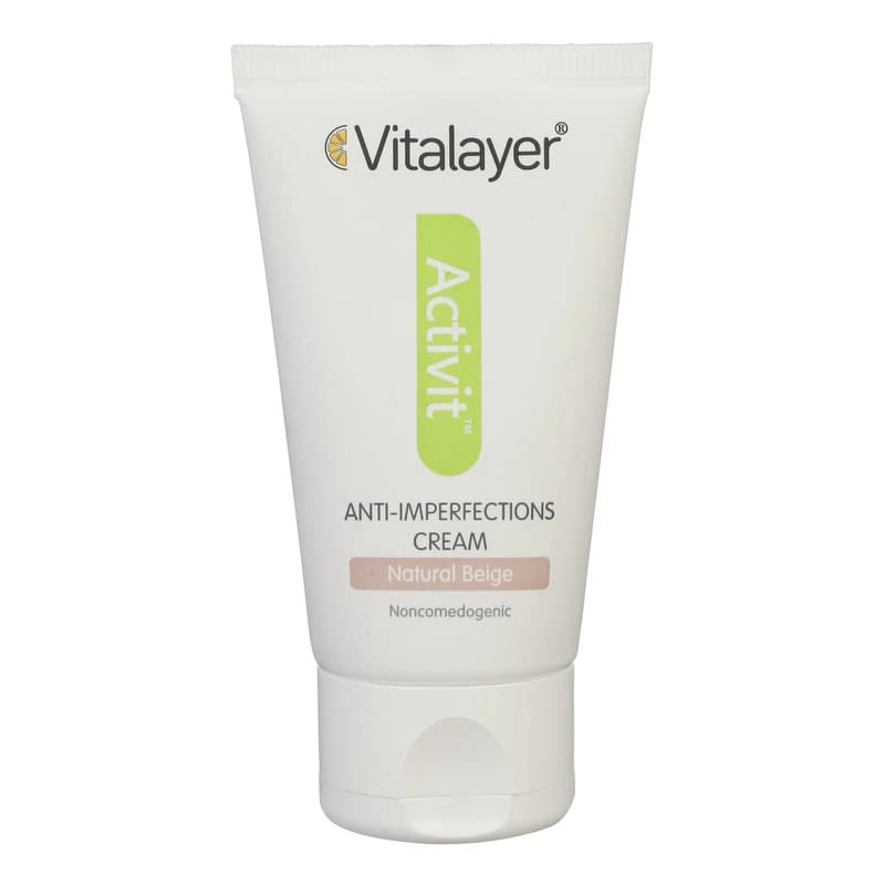 کرم ضد جوش رنگی ویتالیر سری Activit مدل (بژ طبیعی) Natural Tinted حجم 40 میلی‌لیتر مناسب پوست چرب