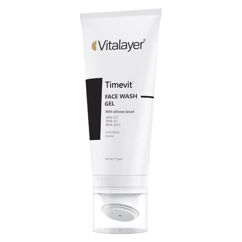 ژل شستشو صورت ویتالیر مدل Timevit مناسب انواع پوست حجم 200 میلی لیتر