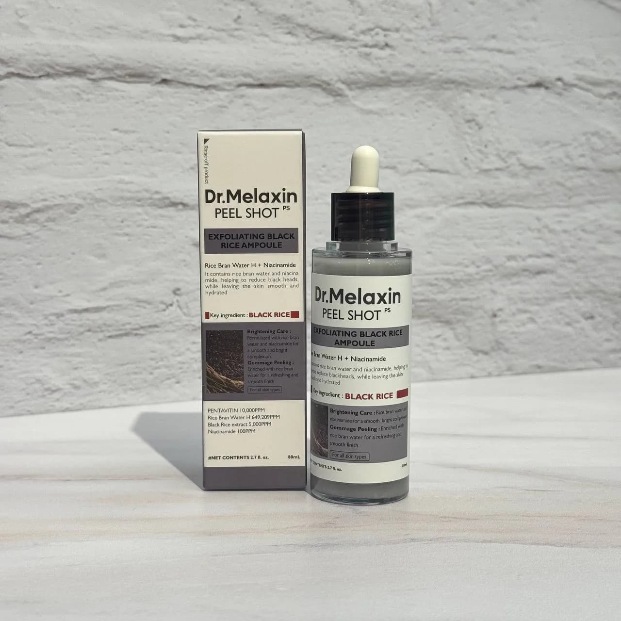 سرم لایه‌بردار پیل شات برنج سیاه دکتر ملاکسین 80 میل Dr.Melaxin Peel Shot Exfoliant Black Rice Ampoule — تصویر ۵