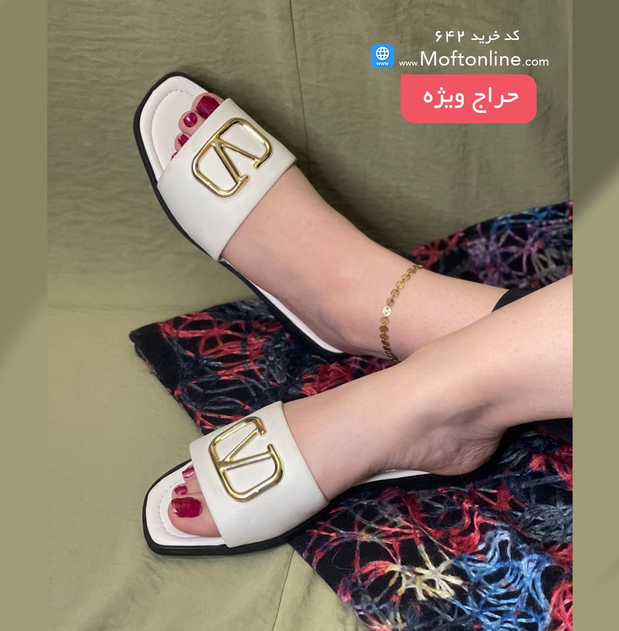دمپایی مدل ولنتینو ( تخت ) زنانه کد 642 — تصویر ۱۱