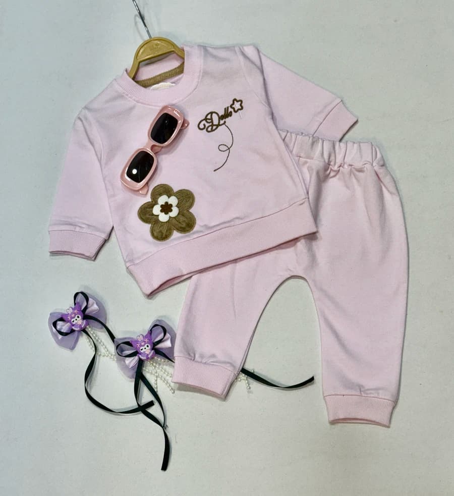 ست دخترانه کد 565 – بلوز و شلوار گلدوزی شده