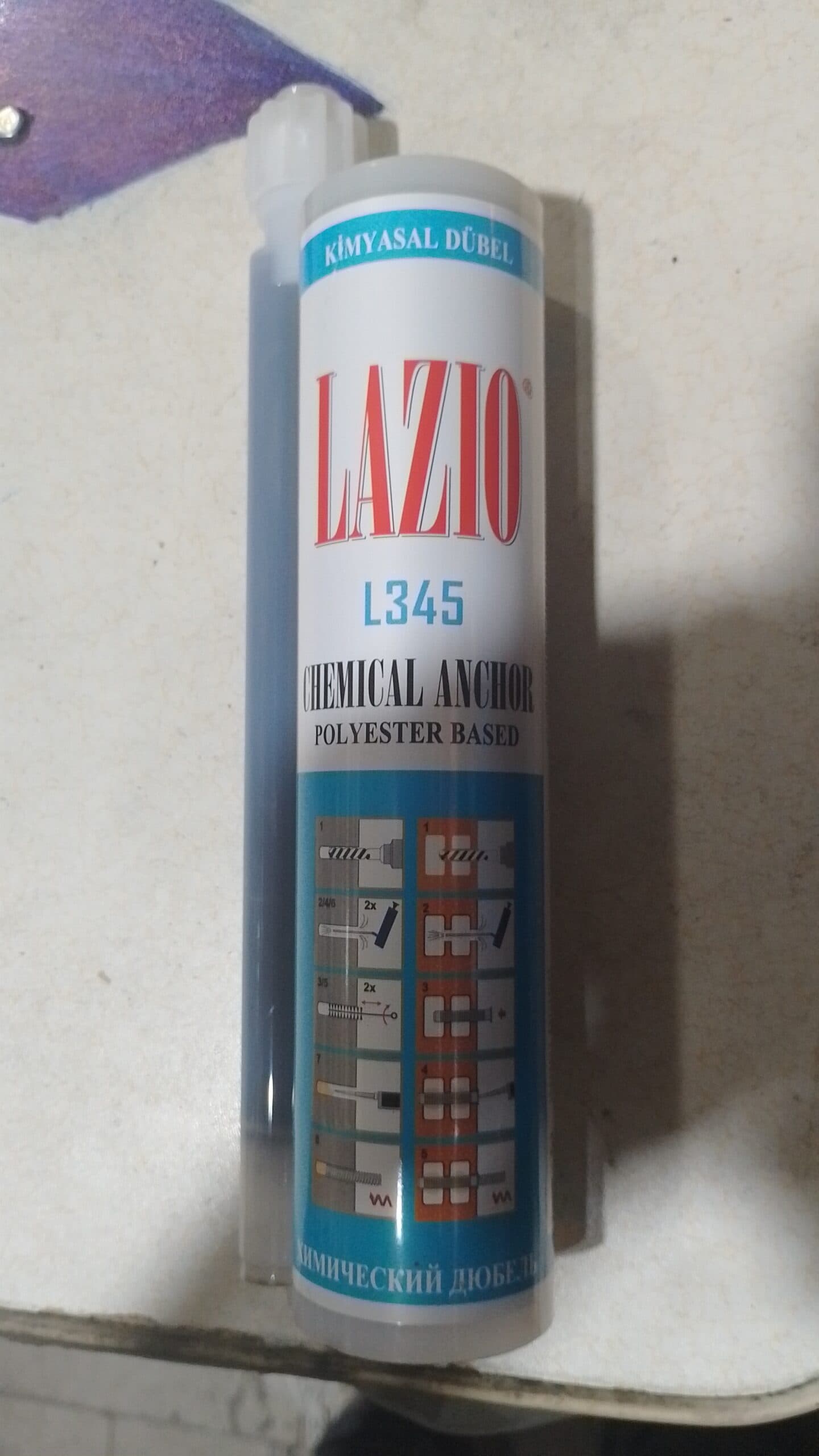 چسب کاشت میلگرد لازیو LAZIO 345ML — تصویر ۲