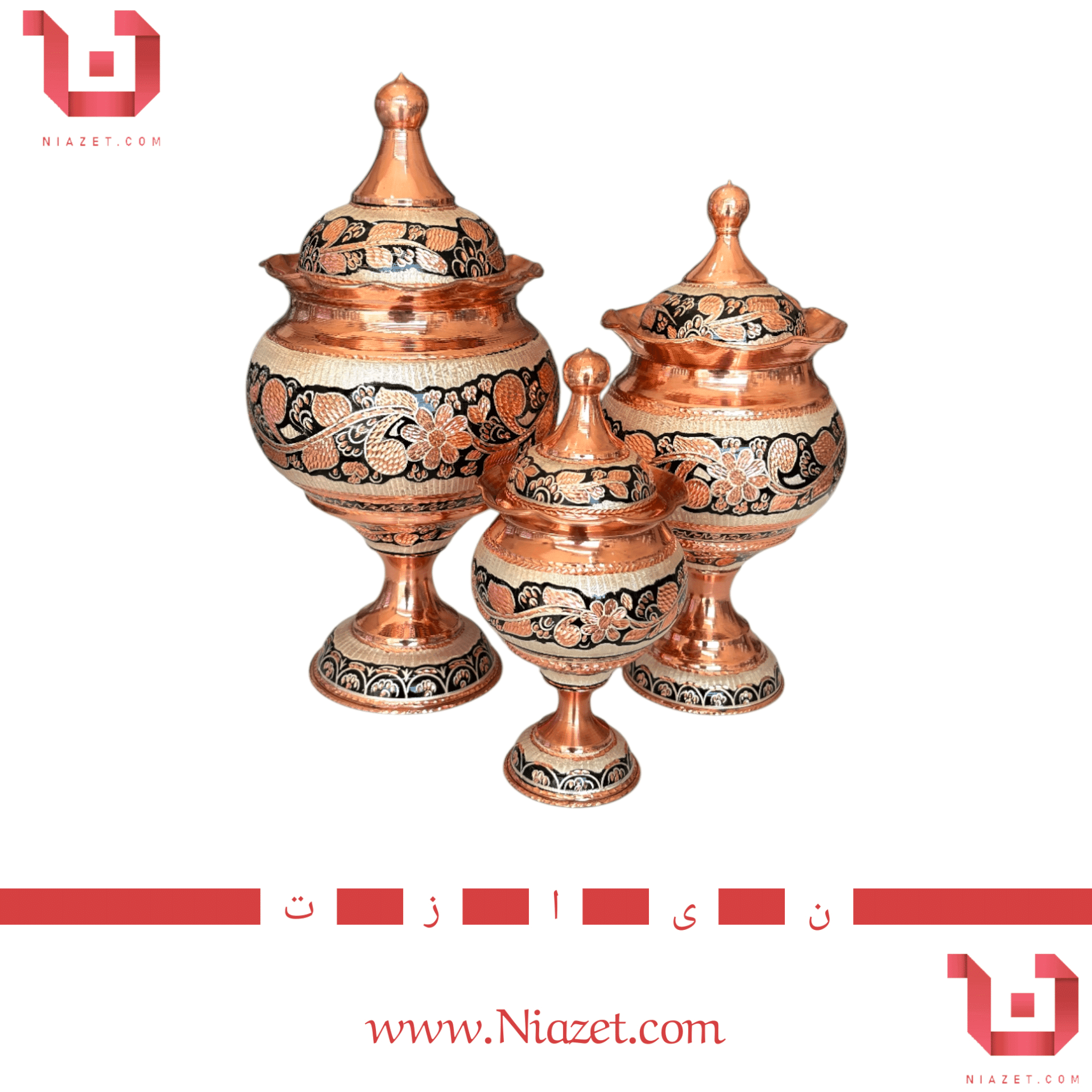 شکلات خوری مسی الماس تراش دارای ۳ سایز — تصویر ۳