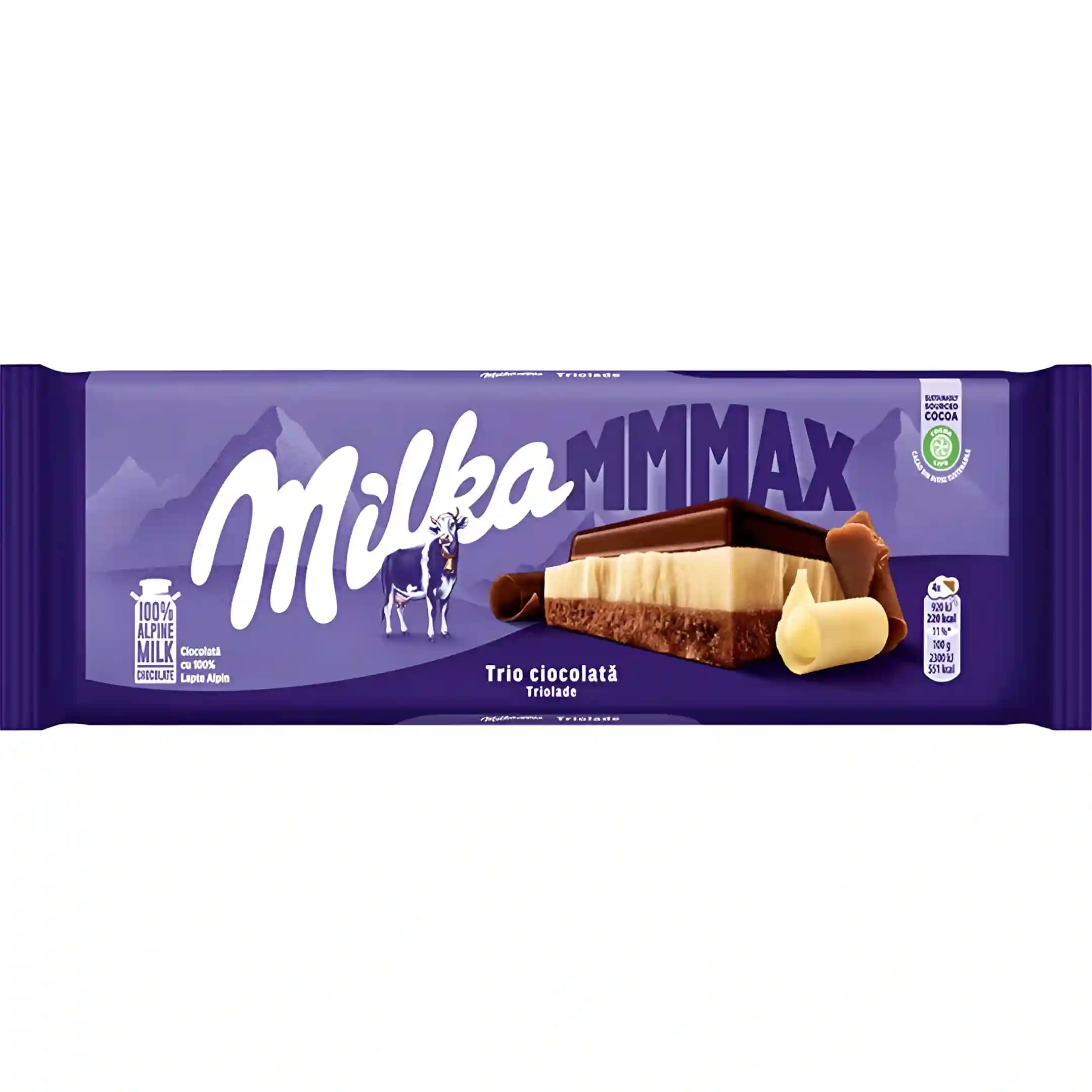 شکلات تریپل مکس میلکا Milka MMMAX با طعم شکلات و شکلات سفید وزن 300 گرم — تصویر ۲