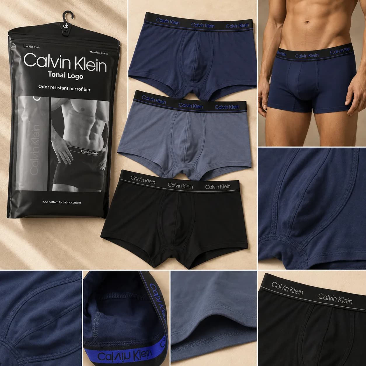 پک ۳ عددی شورت مردانه Calvin Klein مدل پادار (باکسر) | سایز XL تا 3XL — تصویر ۸
