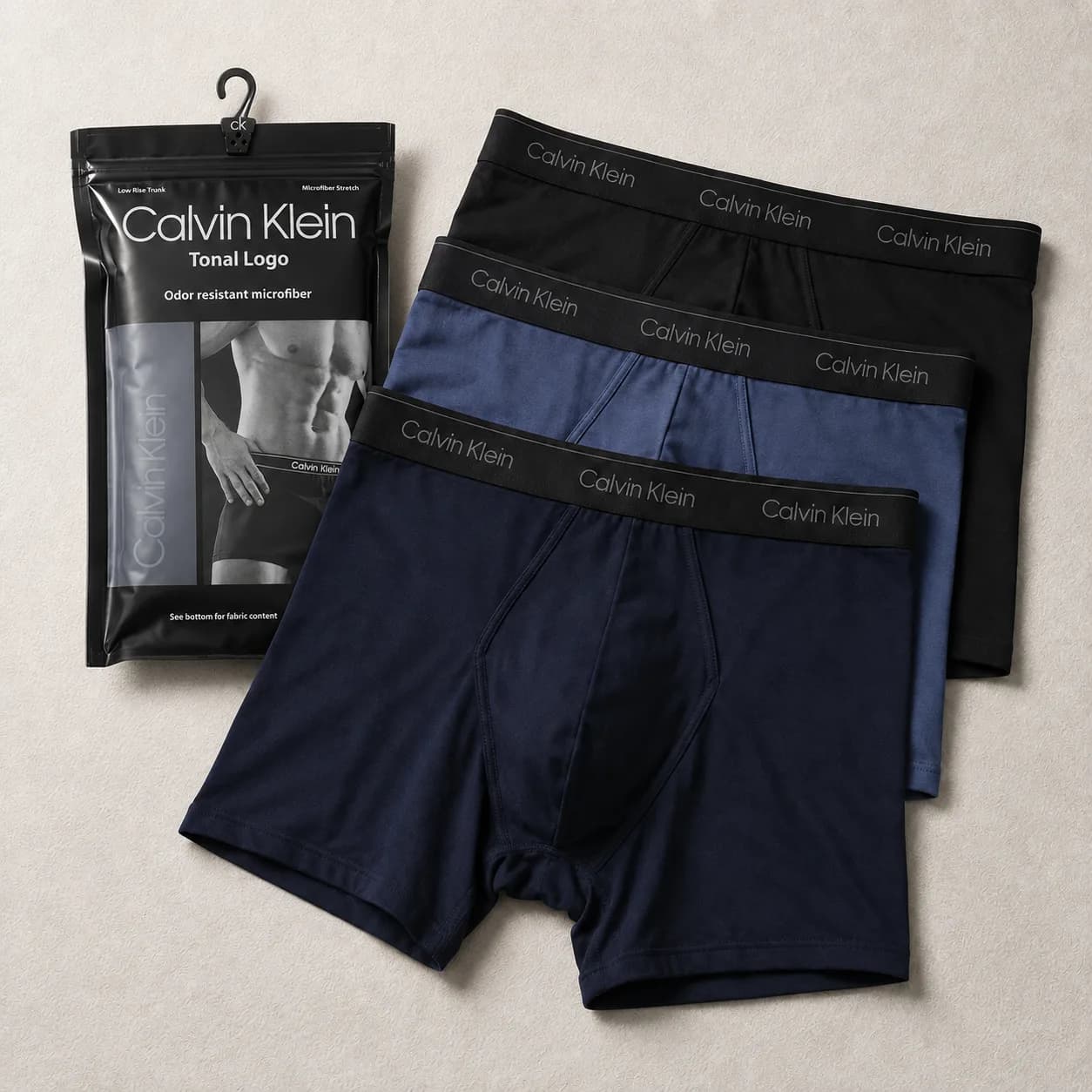 پک ۳ عددی شورت مردانه Calvin Klein مدل پادار (باکسر) | سایز XL تا 3XL — تصویر ۵