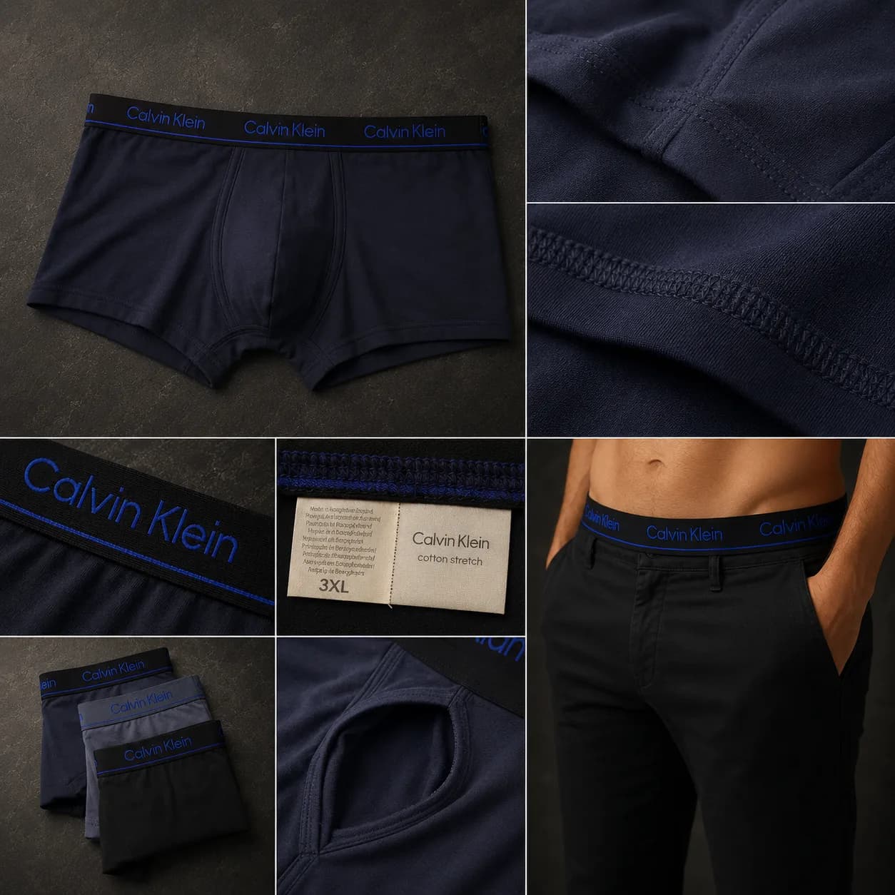 پک ۳ عددی شورت مردانه Calvin Klein مدل پادار (باکسر) | سایز XL تا 3XL — تصویر ۶