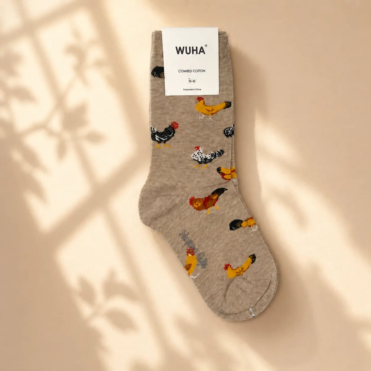 جوراب فانتزی زنانه ساق دار طرح مرغ و خروس WUHA