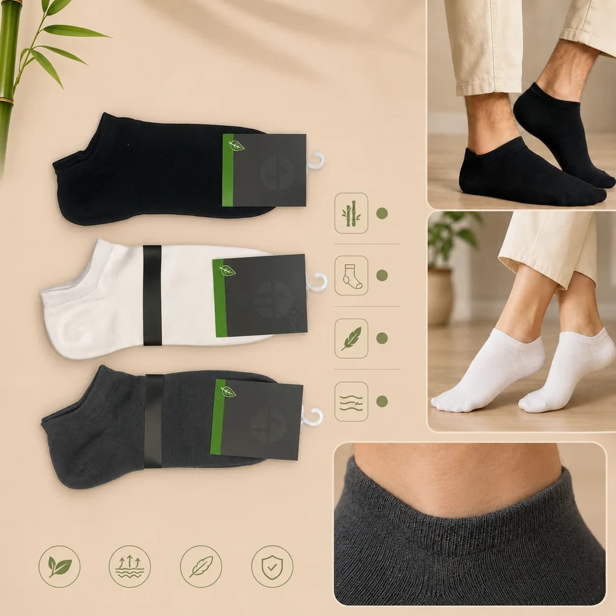 جوراب مچی مردانه بامبو WEGO با ۸۰٪ الیاف بامبو — تصویر ۸