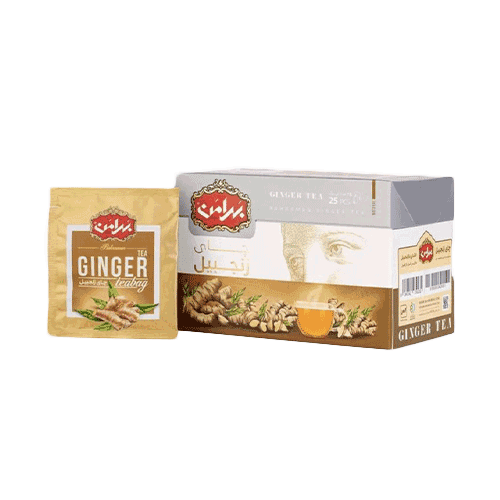 چای سیاه کیسه ای زنجبیل بهرامن بسته 25 عددی