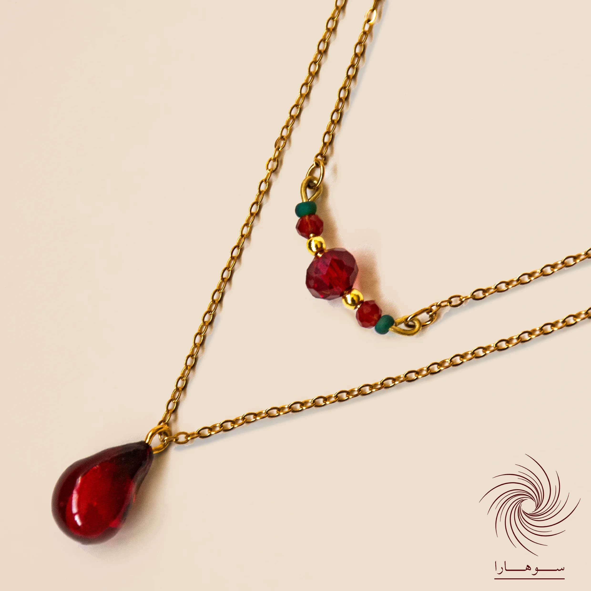 گردنبند دو ردیفه طلایی دانه انار