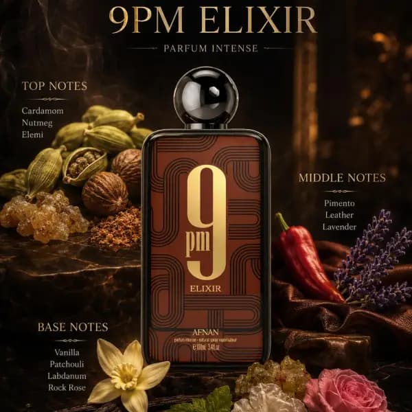 عطر یونیسکس افنان 9 پی‌ ام الکسیر اکستریت دو پرفیوم Afnan 9PM Elixir Extrait de Parfum — تصویر ۴